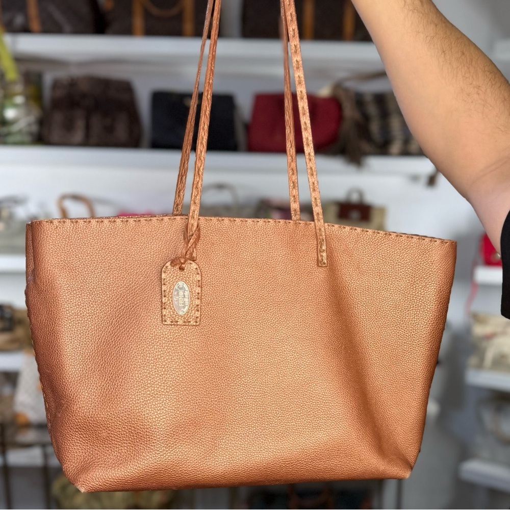 Fendi Rose Gold Leather Tote